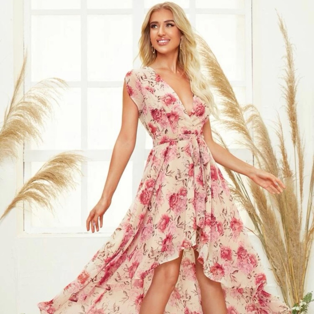 BRAND NEW, NEVER WORN Shein Multicolor size 8/10 asymmetrical hem dress